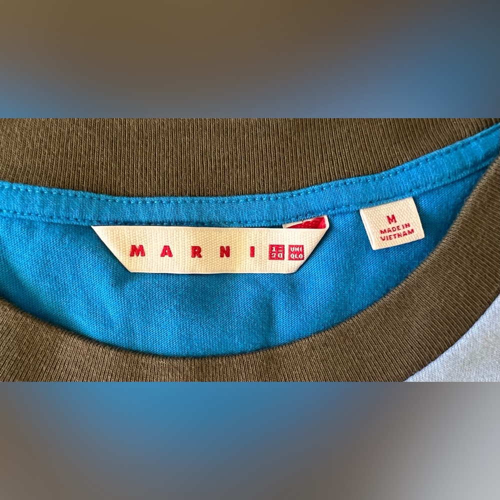 Nwot Marni Uniqlo Medium Blue Retro T-Shirt View 4